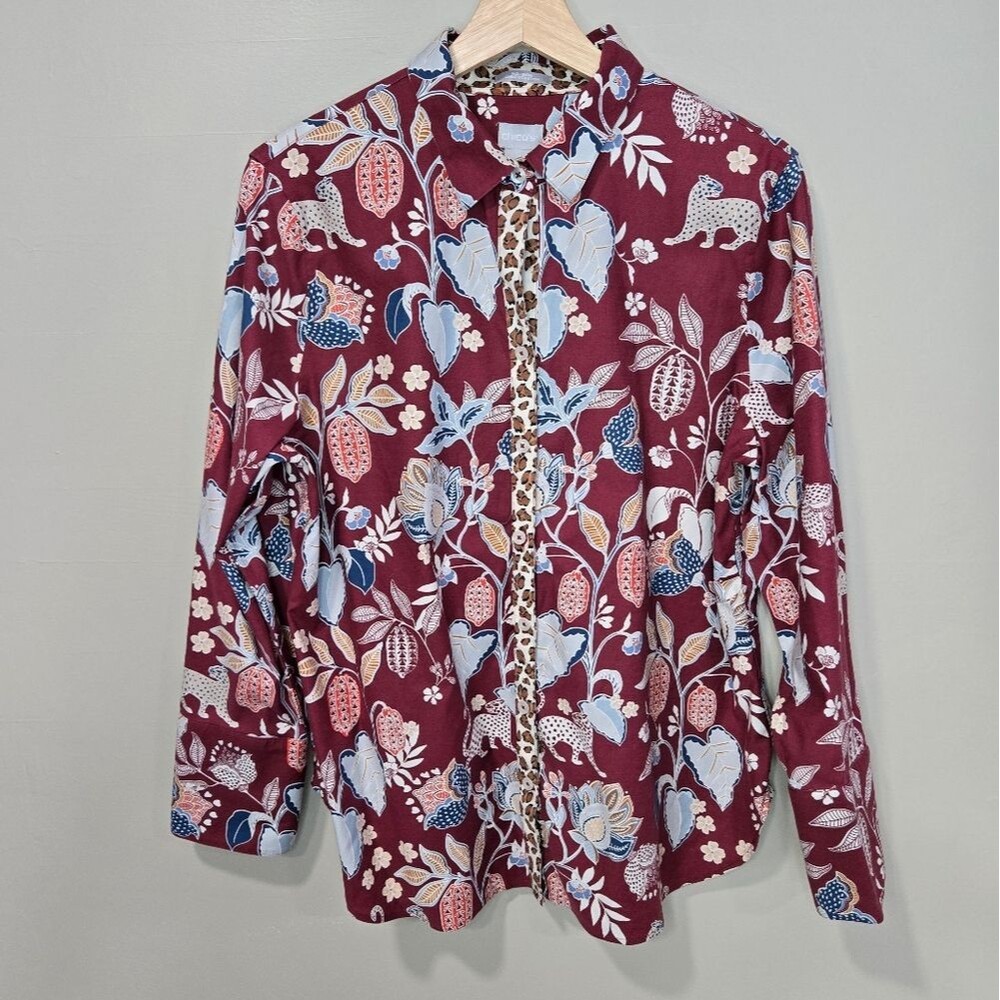 Chicos Floral Burgundy Women's Top